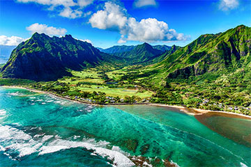 A coastal view of an island in Hawaii